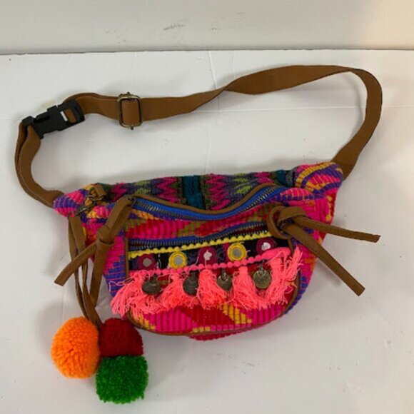 ALDO Handmade Women's Boho Woven Waist Bag Fanny Pack Medium - Picture 2 of 10